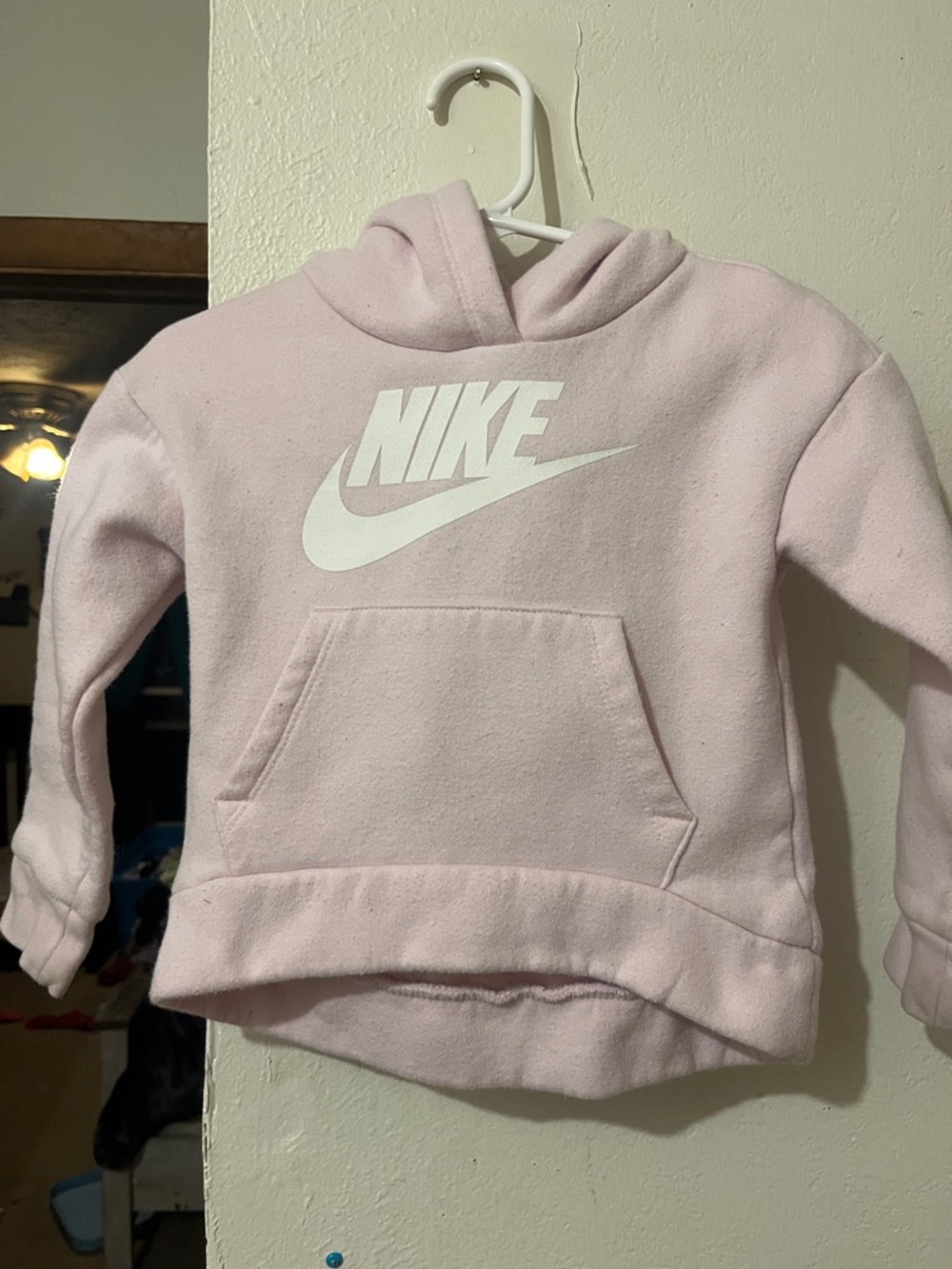 Nike Little Girls Light Pink Hoodie with White Logo